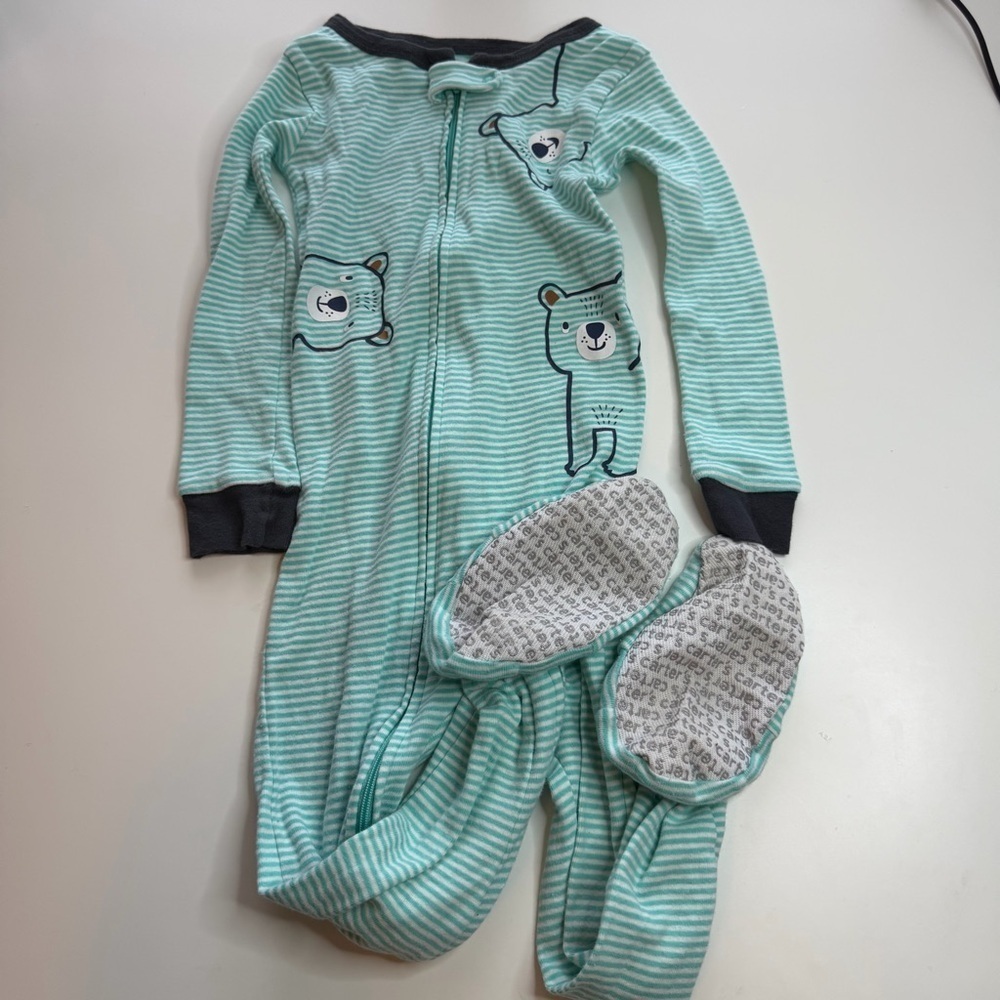 Carter's Mint Striped Bear Footie
